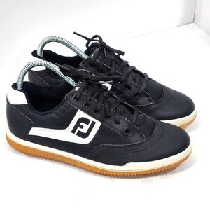 Footjoy Mens Greenjoy Spikeless Golf Shoes Black White 45382  Sz 7M‎ EUC